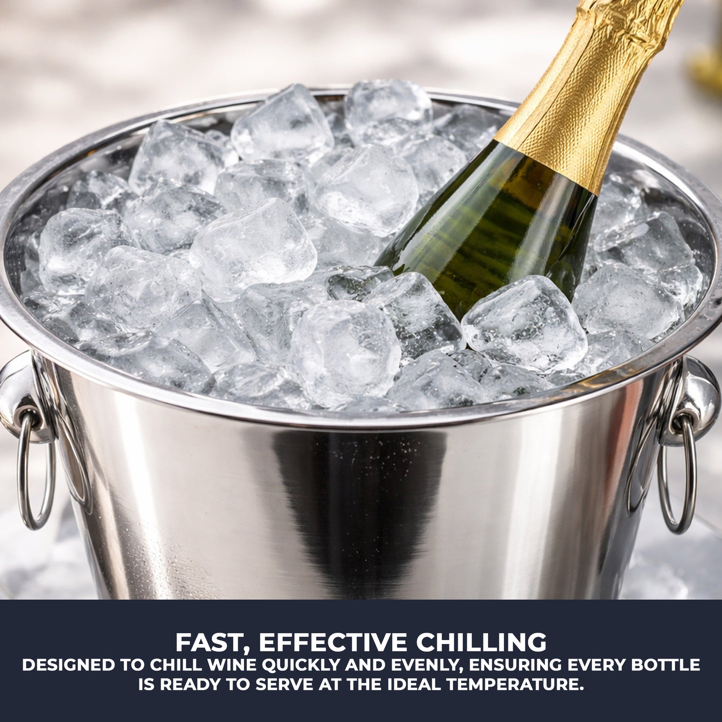 Stainless Steel 5 Litre Ice Bucket - 16 Pack - Sleek Metal Design for Wine, Champagne & Beverages
