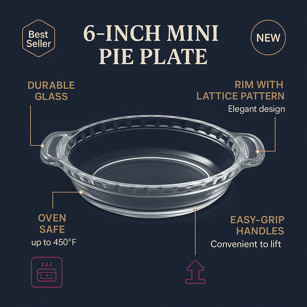 Mini Pie Plate with Handles Glass, (6 pack) - Premium Kitchen from Chabrias Ltd - Just £19.99! Shop now at Chabrias Ltd