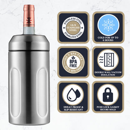 Chabrias Ltd Premium Iceless Wine Cooler | Keeps Wine Cold Up to 6 Hours | New Wine Accessory | Fits Champagne Bottles | Perfect Gift for Wine Lovers - Premium Kitchen from Chabrias Ltd - Just £22.99! Shop now at Chabrias Ltd