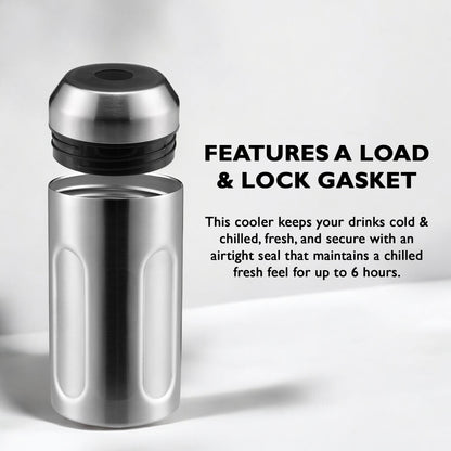 Double-walled stainless steel iceless wine cooler close-up view