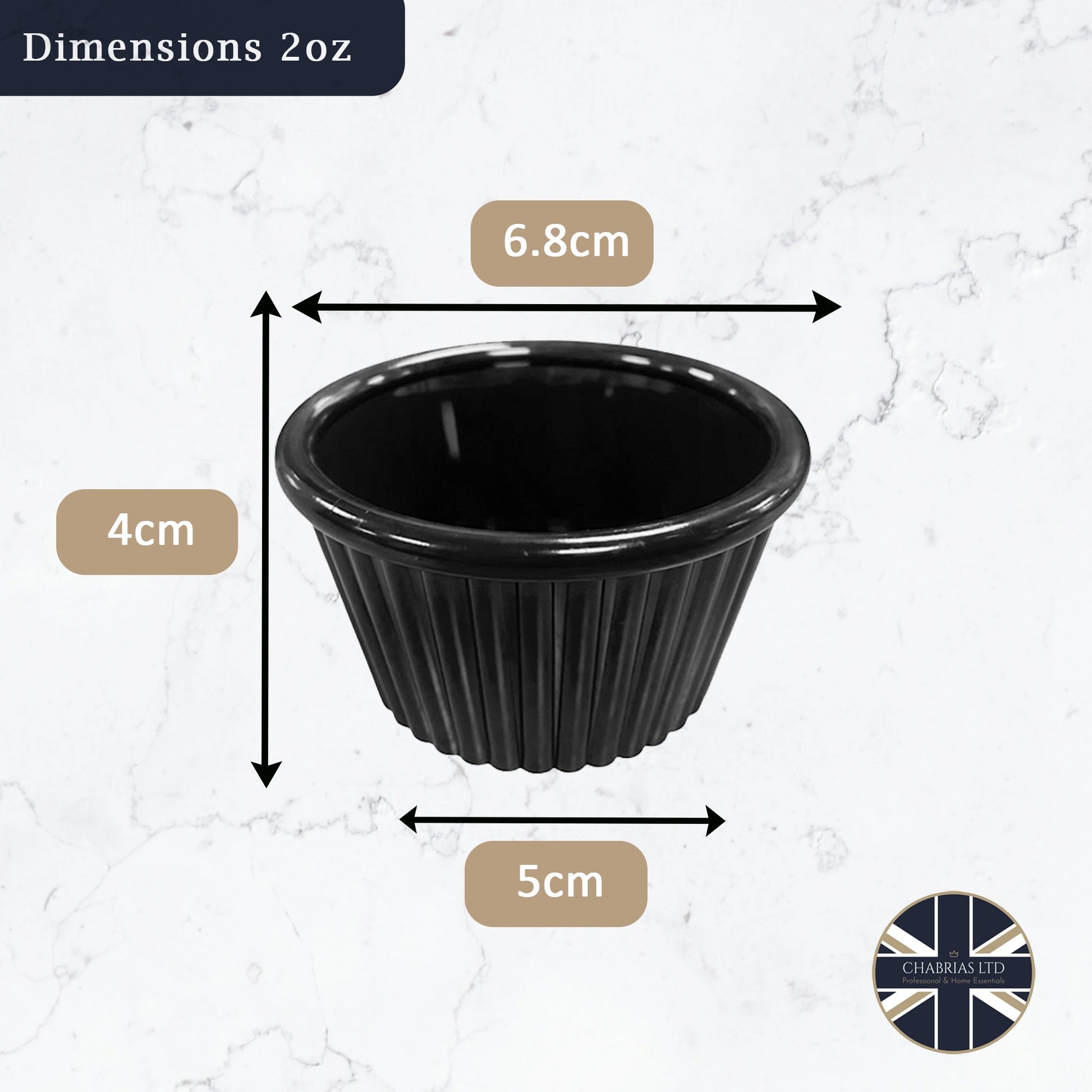 Black Fluted Ramekins 1oz, 1.5oz, 2oz - Made in UK - Premium Ramekin from Chabrias Ltd - Just £11.99! Shop now at Chabrias Ltd