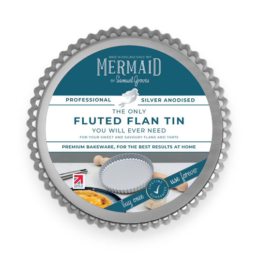 Silver Anodised Loose Base Fluted Flan Tin – 7" – Made in England - Premium Kitchen from Mermaid - Just £16.99! Shop now at Chabrias Ltd