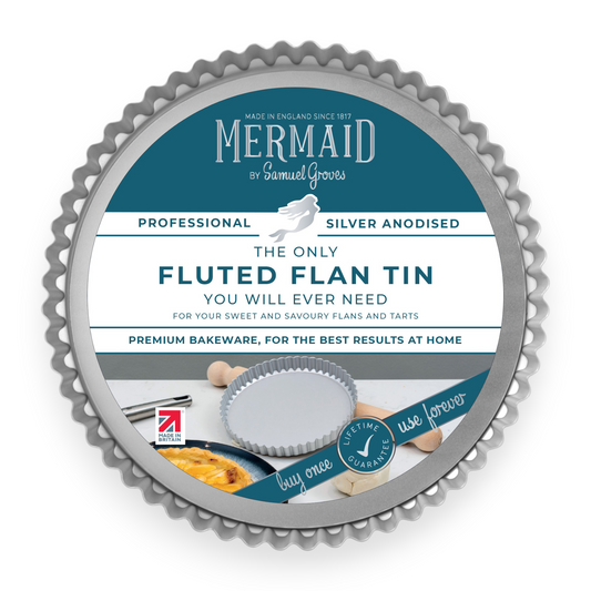 Silver Anodised Loose Base Fluted Flan Tin – 9" – Made in England - Premium Kitchen from Mermaid - Just £19.99! Shop now at Chabrias Ltd