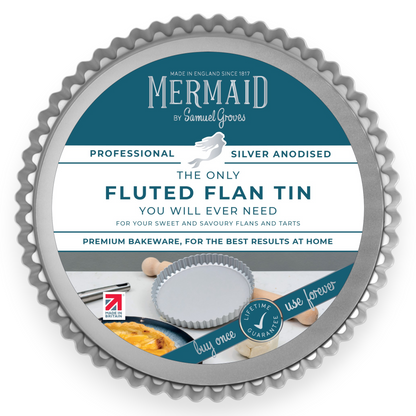Silver Anodised Loose Base Fluted Flan Tin – 11" – Made in England - Premium Kitchen from Mermaid - Just £23.99! Shop now at Chabrias Ltd