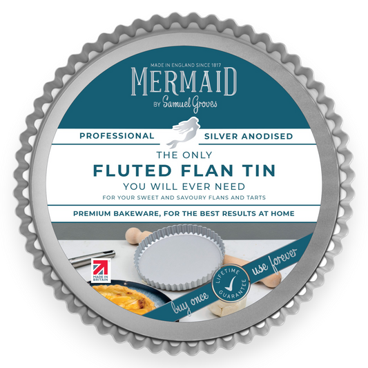 Silver Anodised Loose Base Fluted Flan Tin – 11" – Made in England - Premium Kitchen from Mermaid - Just £23.99! Shop now at Chabrias Ltd
