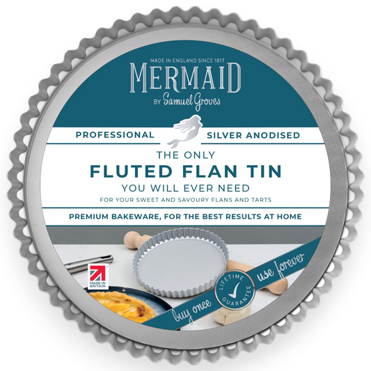 Silver Anodised Loose Base Fluted Flan Tin – 12" – Made in England - Premium Kitchen from Mermaid - Just £25.99! Shop now at Chabrias Ltd