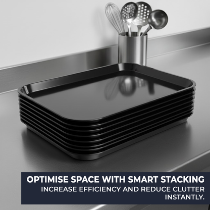 Commercial-grade black plastic food trays UK manufacturing