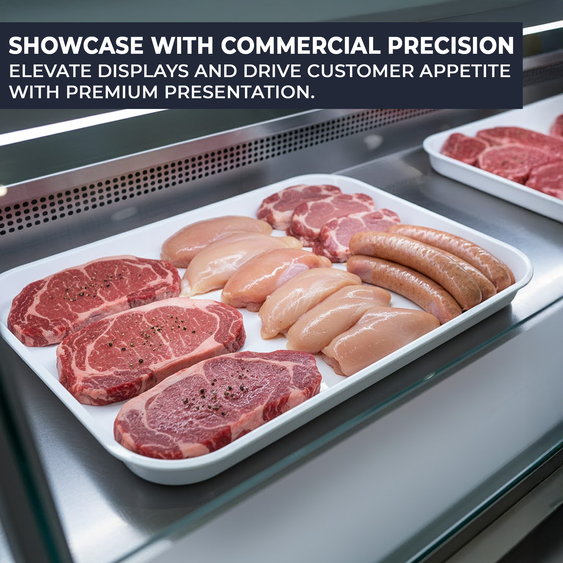 UK-made food presentation tray for butchers and delis