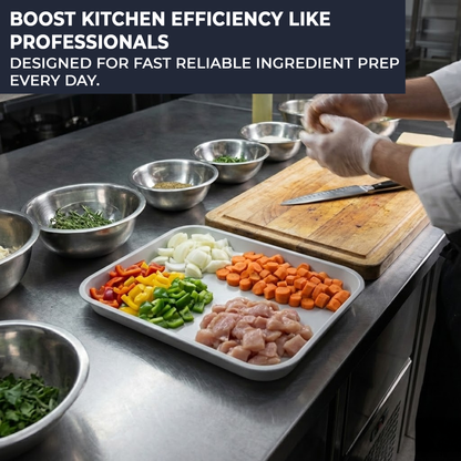 Catering-grade white trays for salads and pastries