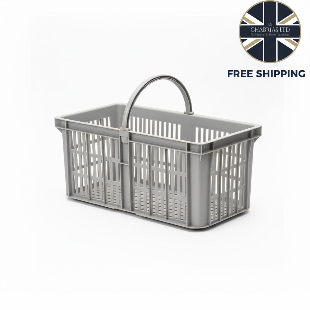 Multi-Purpose Glass Carrier & Cleaning Caddy Basket with Handle – Grey - Made in UK - Premium  from Chabrias Ltd - Just £24.99! Shop now at Chabrias Ltd
