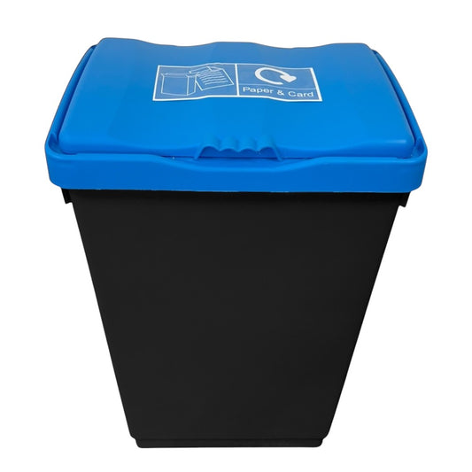 50 Litre Recycling Bin with Blue Swing Lid & Paper and Card Sticker Included - Premium Bins from Chabrias Ltd - Just £34.99! Shop now at Chabrias Ltd