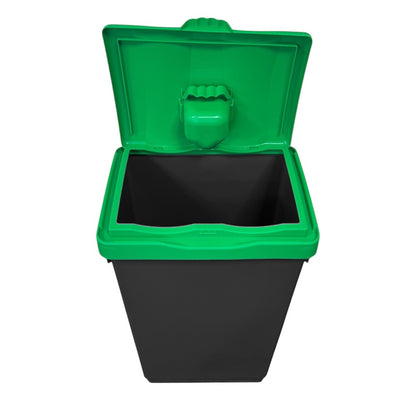 50 Litre Recycling Bin with Green Swing Lid & Food Waste Sticker Included