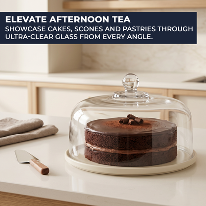 Large clear glass cake dome for cakes, pastries, bread and cheese with base not included