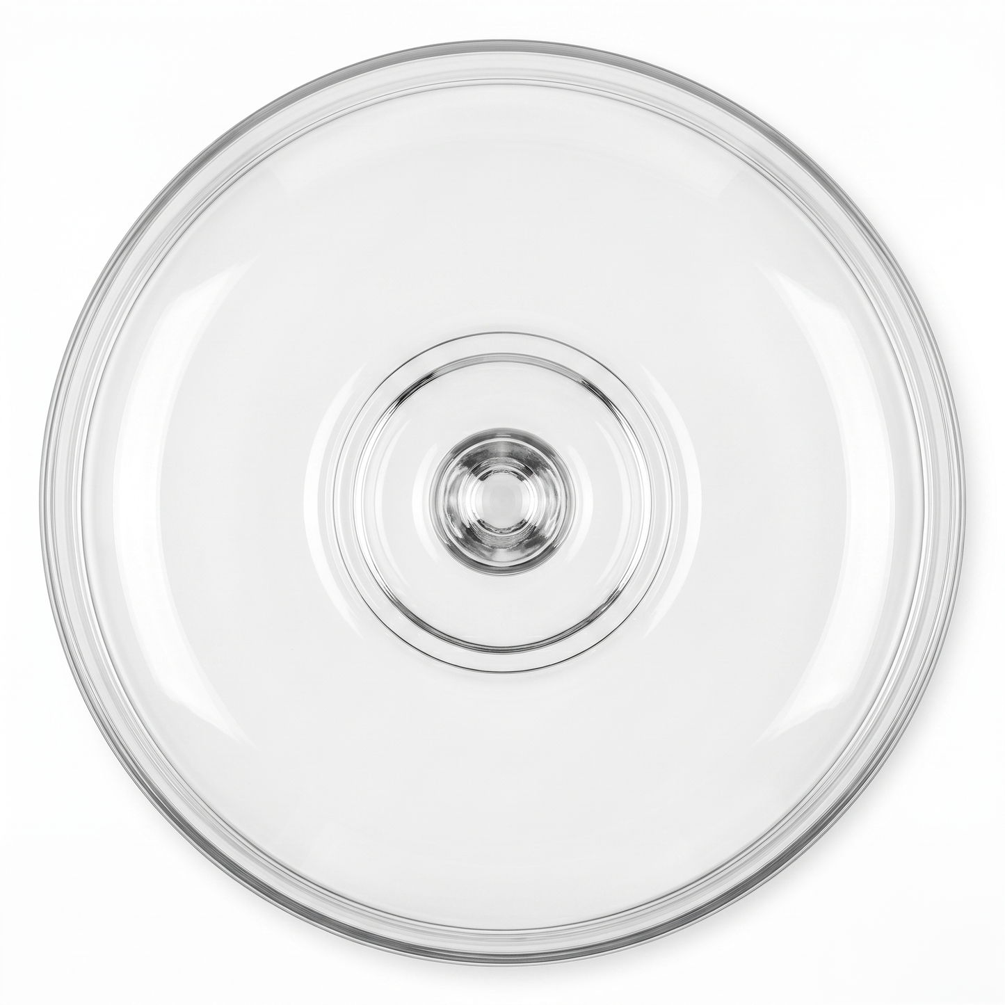 Side profile of Anchor Hocking 29cm glass cake cloche with solid spherical lifting knob
