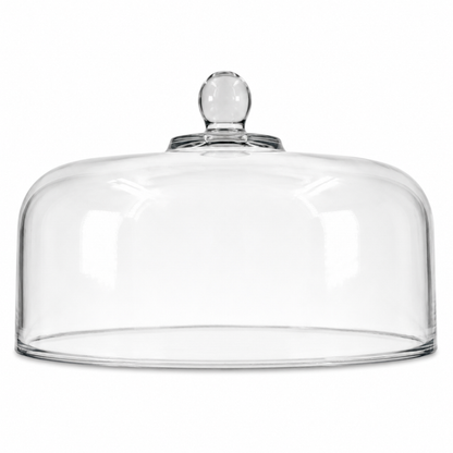 Anchor Hocking 340Q 11.25" heavyweight clear glass cake dome cover on white background