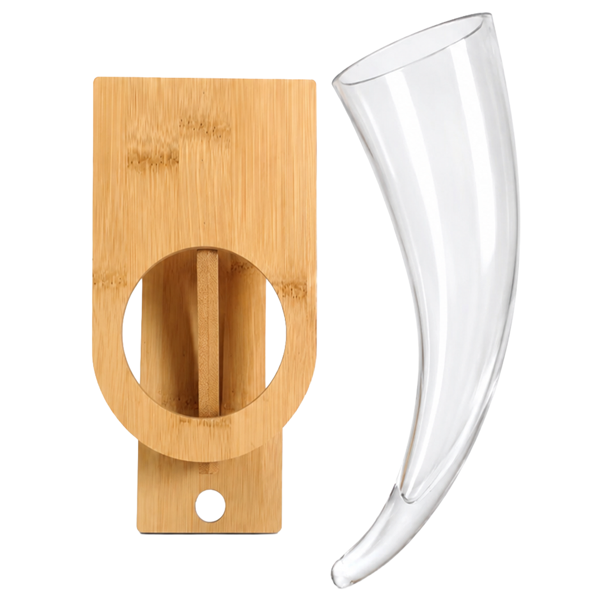 Medieval inspired beer horn glass for mead ale and lager