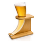 Viking beer horn glass with pine wood stand holding 500ml