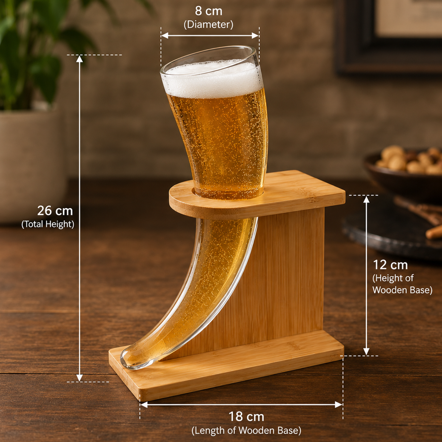Novelty Viking beer mug made from clear heavyweight glass