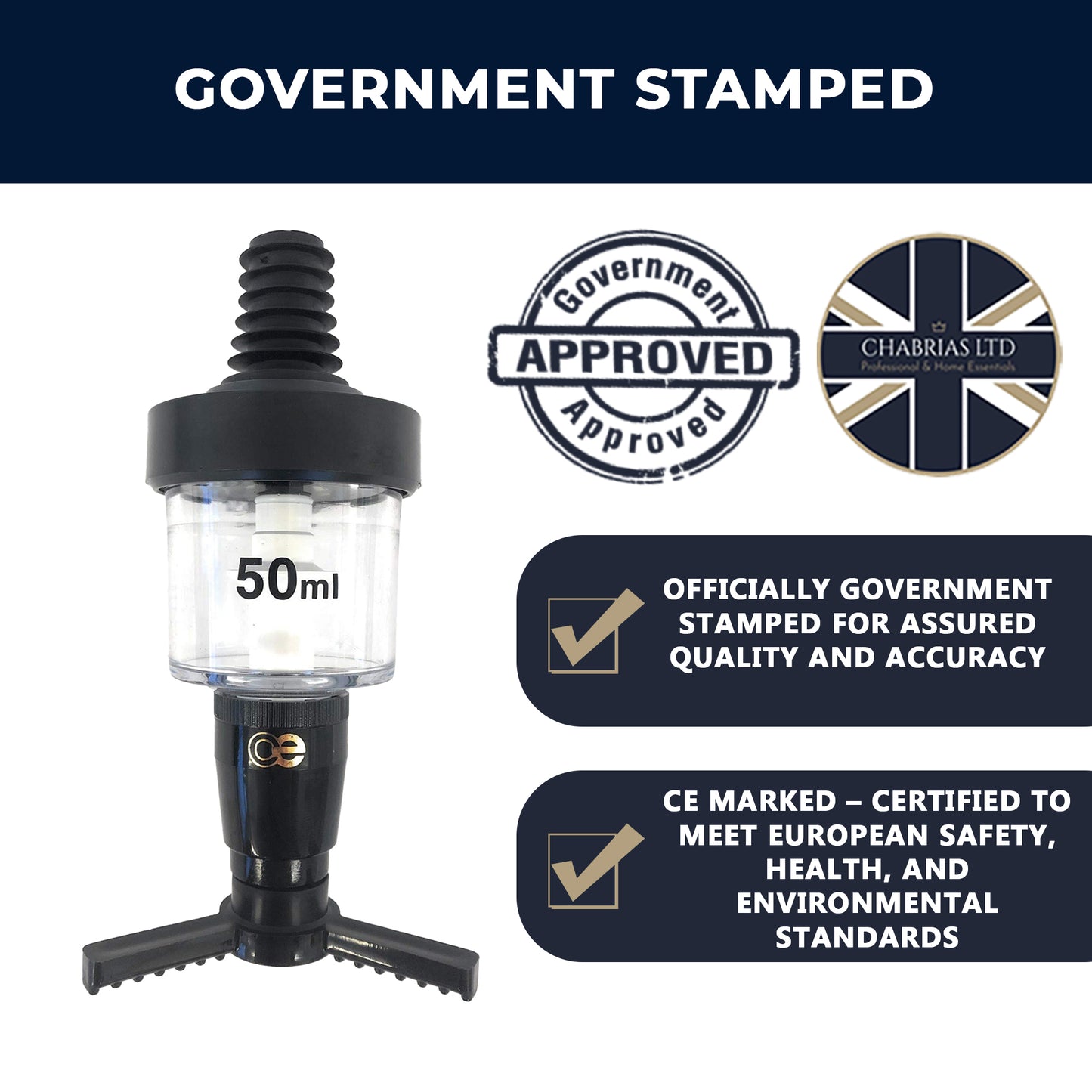 50ml Bar Optic Measure, Traditional Spirit Dispenser