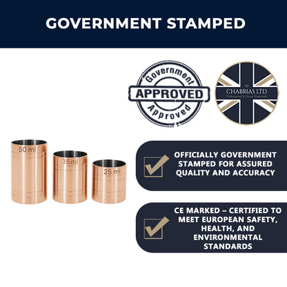 Stainless Steel Copper Plated 3 Piece Thimble Measure Government Stamped - Premium Kitchen from Chabrias Ltd - Just £10.99! Shop now at Chabrias Ltd