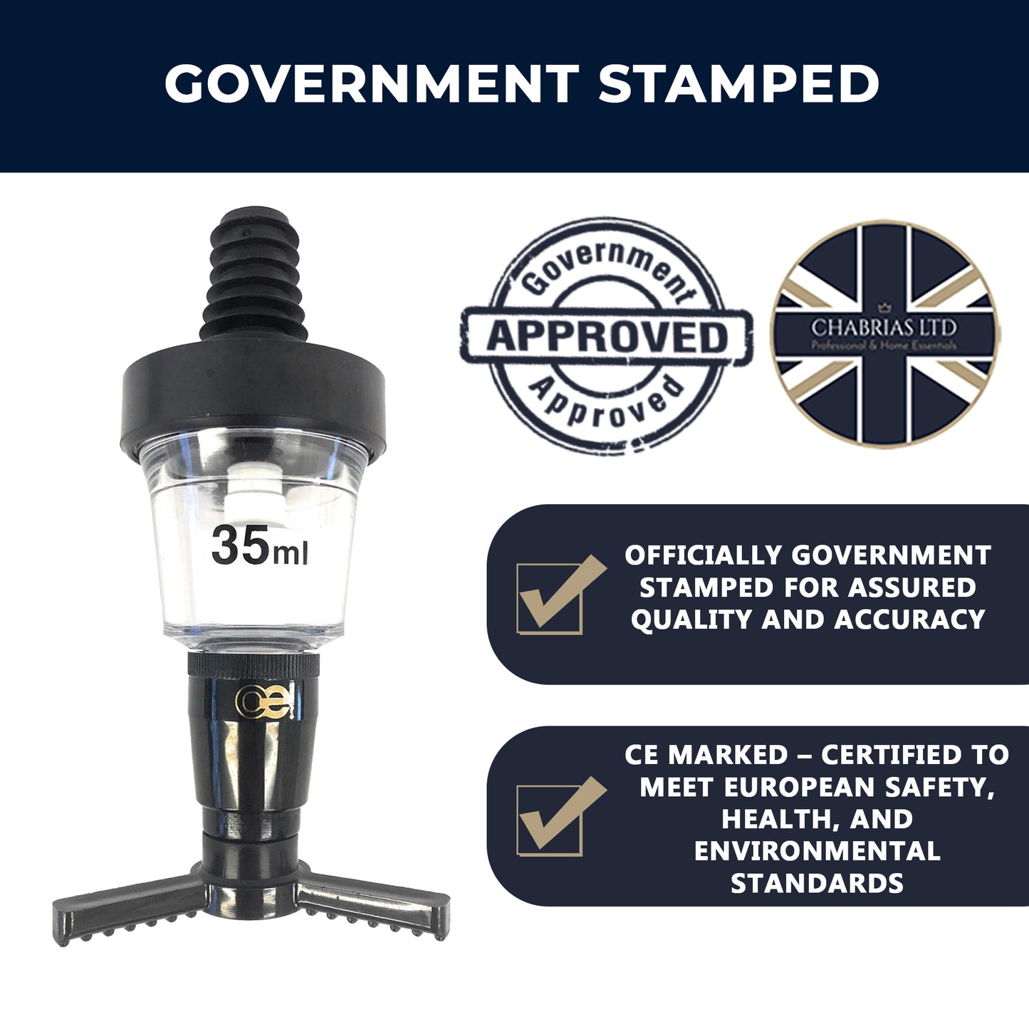35ml Bar Optic Measure, Traditional Spirit Dispenser