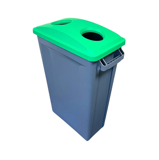 87 Litre Slim Bin Grey Base & 2 Hole Green Lid - Premium Recycling Bin from Chabrias Ltd - Just £89.99! Shop now at Chabrias Ltd