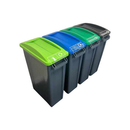 60 Litre Slim Bin With Grey Base & Swing Lids (Pack of 4) - Premium Recycling Bin from Chabrias Ltd - Just £289.99! Shop now at Chabrias Ltd