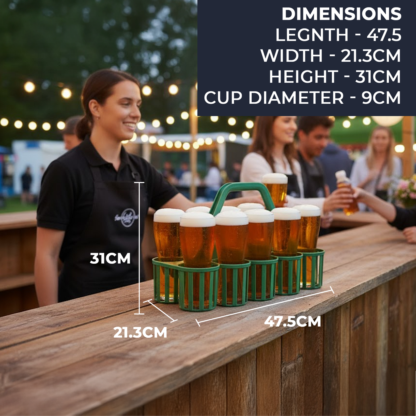 10 Hole Pint & Glass Carrier – Green Bar & Beer Garden Glass Collecting Basket – Heavy-Duty Plastic, 475 × 215 × 310 mm - Premium  from Chabrias Ltd - Just £18.99! Shop now at Chabrias Ltd