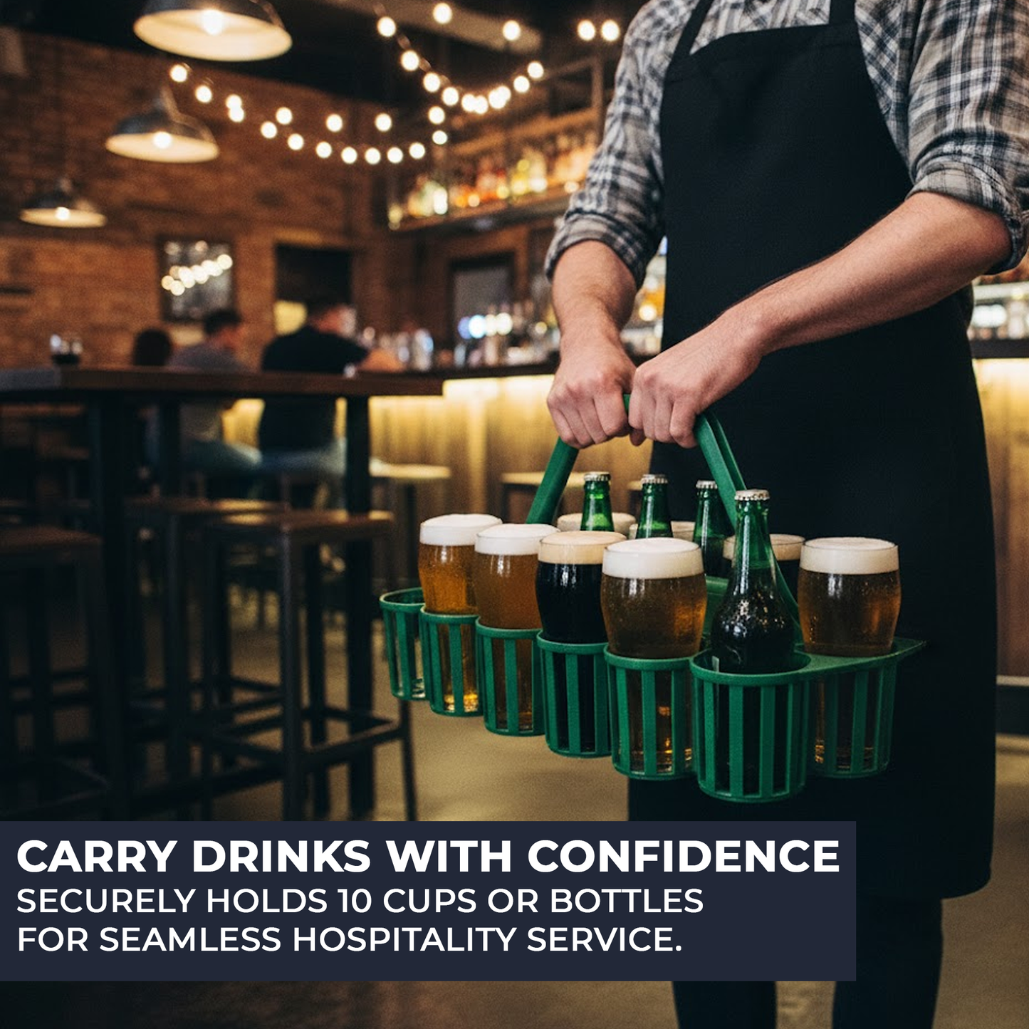 10 Hole Pint & Glass Carrier – Green Bar & Beer Garden Glass Collecting Basket – Heavy-Duty Plastic, 475 × 215 × 310 mm - Premium  from Chabrias Ltd - Just £18.99! Shop now at Chabrias Ltd