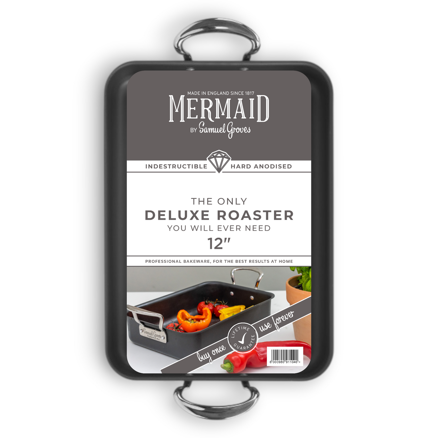 Hard Anodised Roasting Tray with Classic Handles, 12" - Premium Kitchen from Samuel Groves - Just £92.99! Shop now at Chabrias Ltd