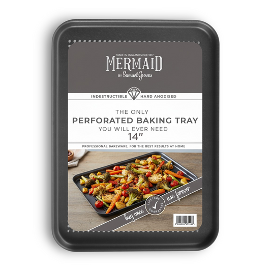 Hard Anodised Perforate Baking Tray, 14" - Premium Kitchen from Mermaid - Just £44.99! Shop now at Chabrias Ltd