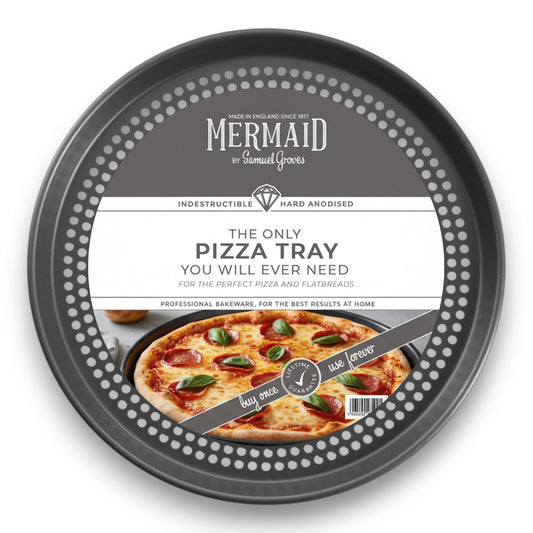 Hard Anodised Perforate Pizza Tray, 14" - Premium Kitchen from Mermaid - Just £44.99! Shop now at Chabrias Ltd