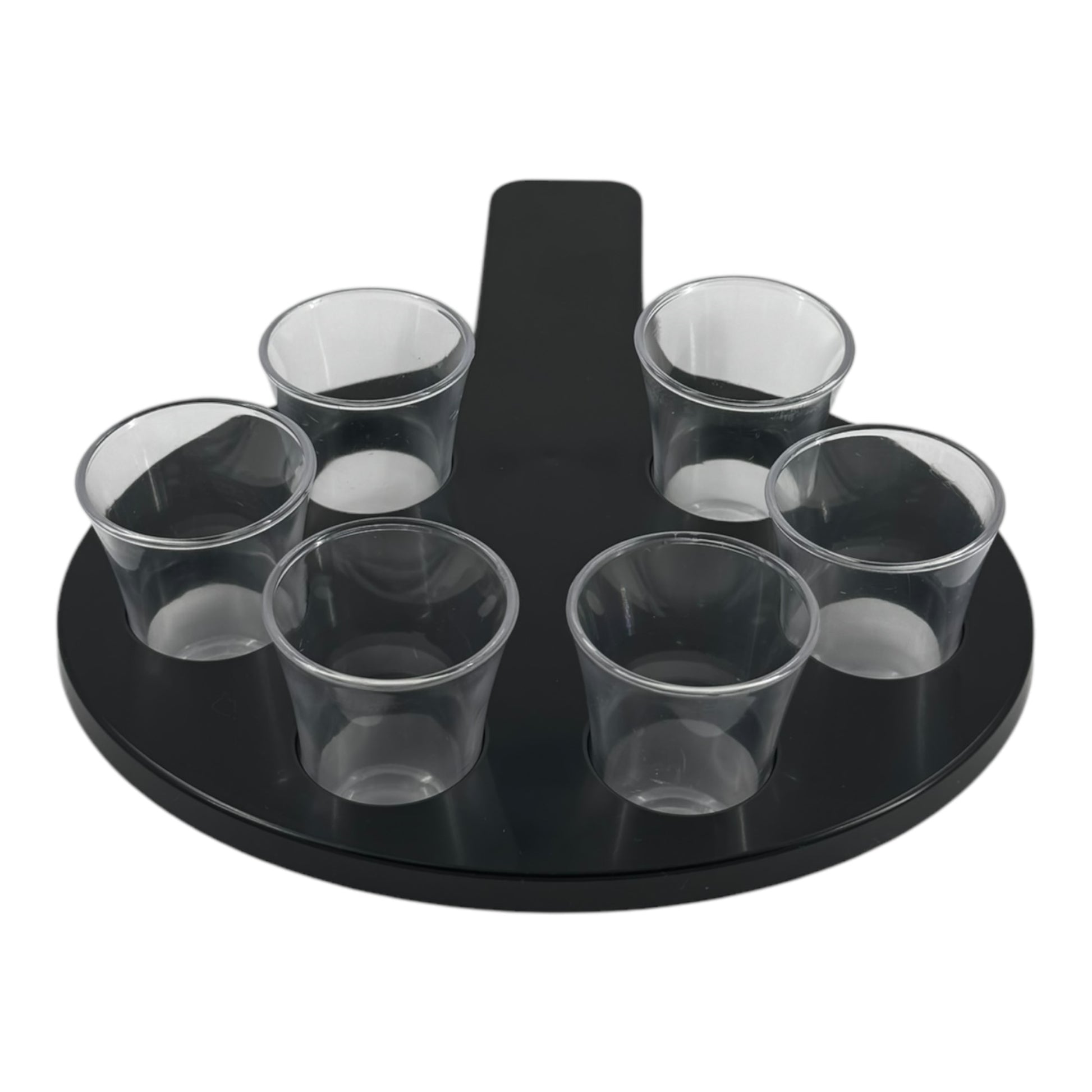 6-Hole Black Shot Glass Holder, With 6 Clear Shot Glasses - Premium Kitchen from Chabrias Ltd - Just £9.99! Shop now at Chabrias Ltd