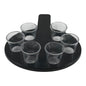 6-Hole Black Shot Glass Holder, With 6 Clear Shot Glasses - Premium Kitchen from Chabrias Ltd - Just £9.99! Shop now at Chabrias Ltd