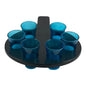 6-Hole Black Shot Glass Holder, With 6 Blue Shot Glasses - Premium Kitchen from Chabrias Ltd - Just £9.99! Shop now at Chabrias Ltd