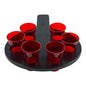 6-Hole Black Shot Glass Holder, With 6 Red Shot Glasses - Premium Kitchen from Chabrias Ltd - Just £9.99! Shop now at Chabrias Ltd