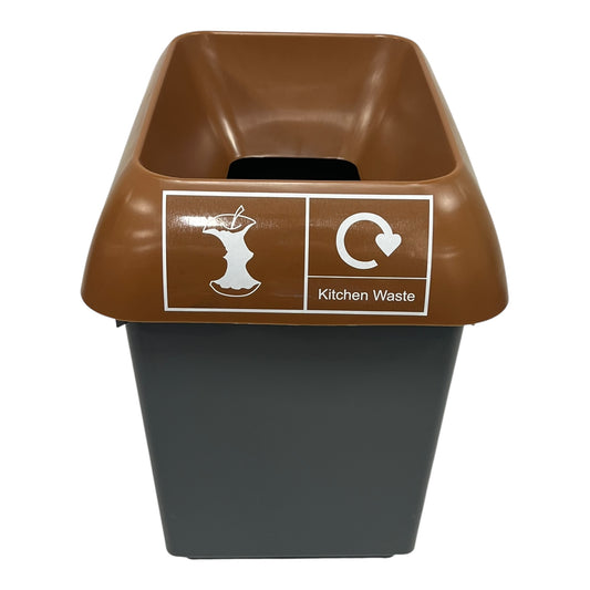 30 Litre Recycling Bin With Brown Lid & Kitchen Waste Sticker Included - Premium Bins from Chabrias Ltd - Just £22.49! Shop now at Chabrias Ltd