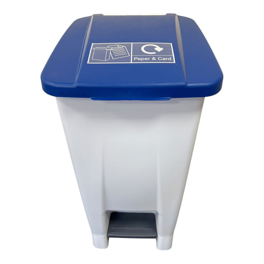 Plastic Sack Holder, White Body With Blue Lid, Paper & Card Sticker Included, 60L - Premium Recycling Bin from Chabrias Ltd - Just £64.99! Shop now at Chabrias Ltd