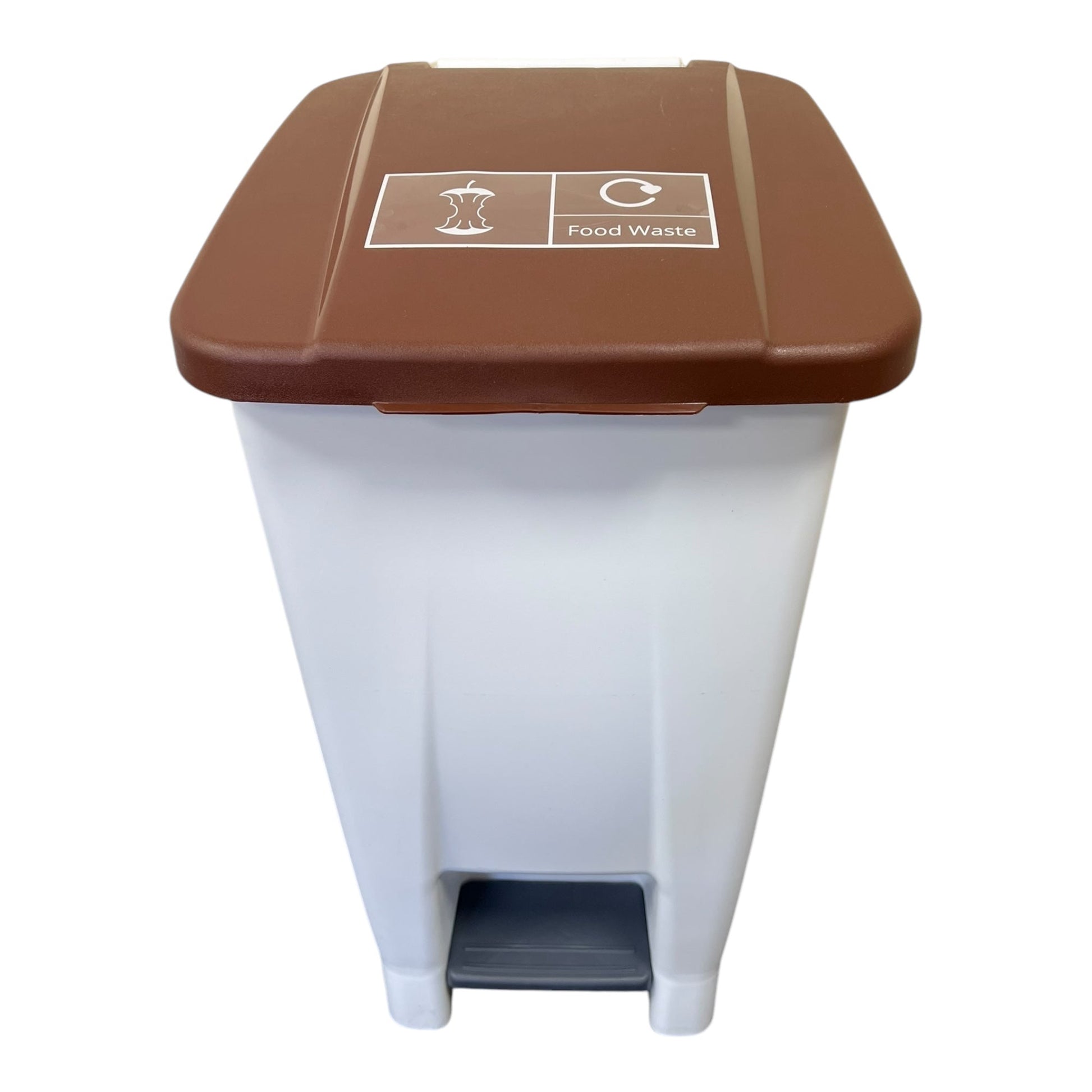 Plastic Sack Holder, White Body With Brown Lid, Food Waste Sticker Included, 60L - Premium Recycling Bin from Chabrias Ltd - Just £64.99! Shop now at Chabrias Ltd