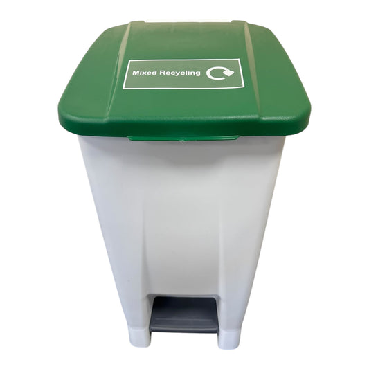 Plastic Sack Holder, White Body With Green Lid, Mixed Recycling Sticker Included, 60L - Premium Recycling Bin from Chabrias Ltd - Just £64.99! Shop now at Chabrias Ltd