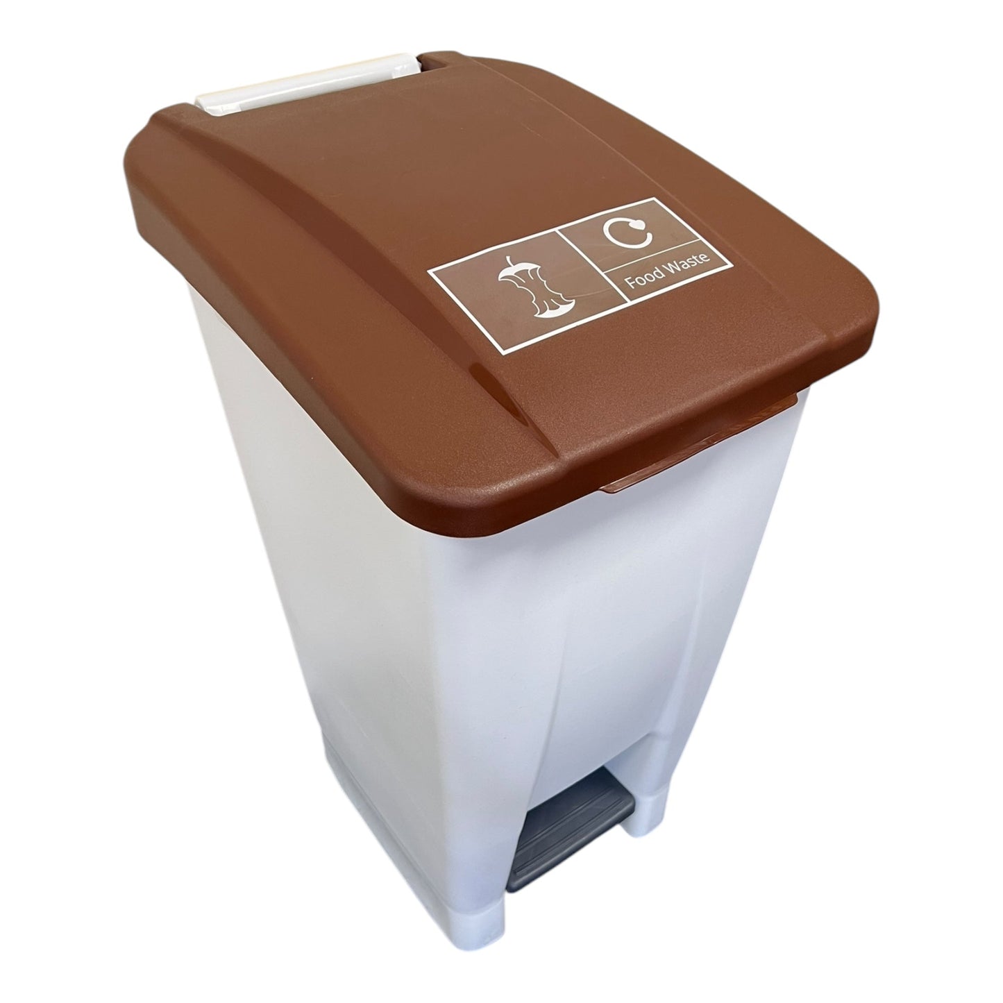 Plastic Sack Holder, White Body With Brown Lid, Food Waste Sticker Included, 60L - Premium Recycling Bin from Chabrias Ltd - Just £64.99! Shop now at Chabrias Ltd