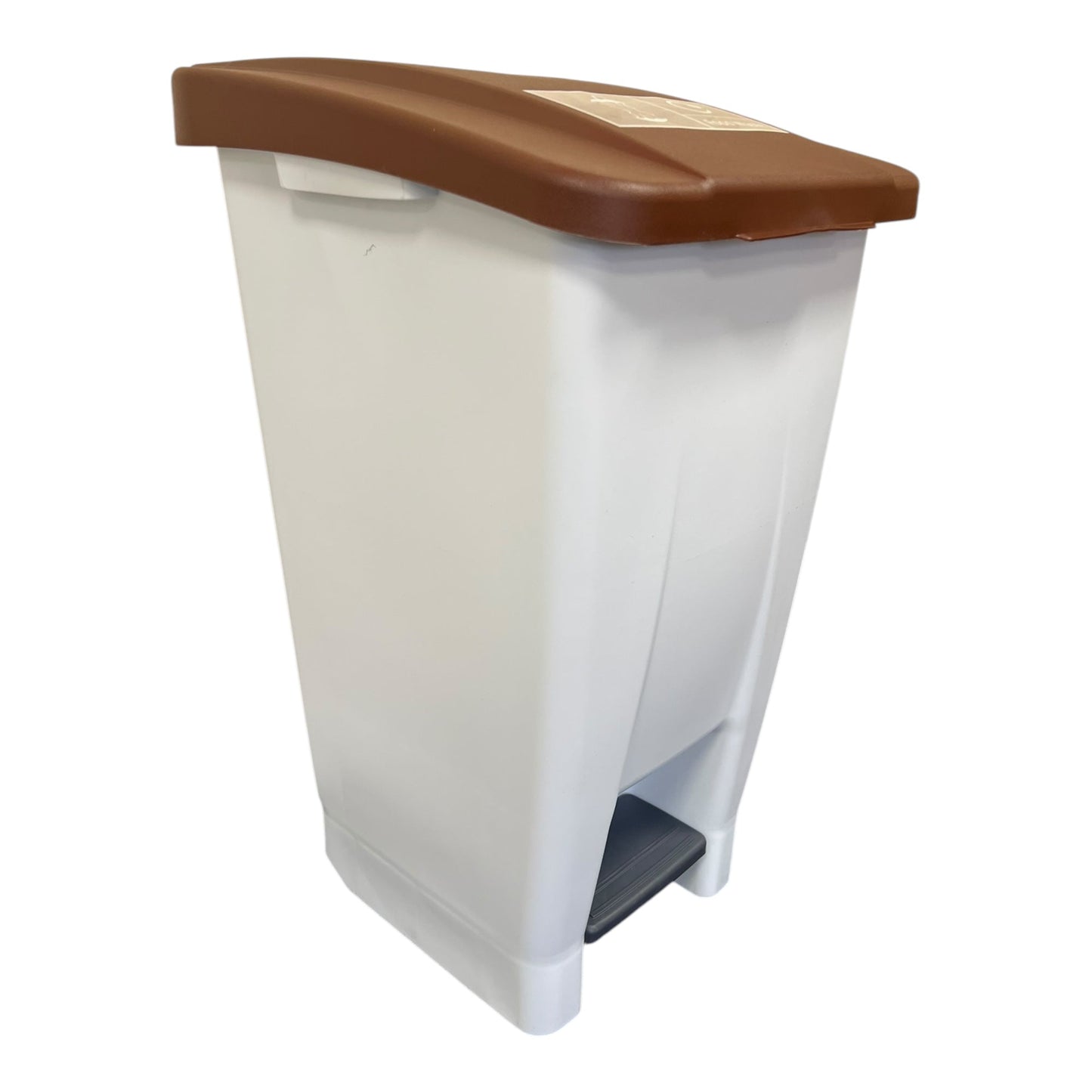 Plastic Sack Holder, White Body With Brown Lid, Food Waste Sticker Included, 60L - Premium Recycling Bin from Chabrias Ltd - Just £64.99! Shop now at Chabrias Ltd