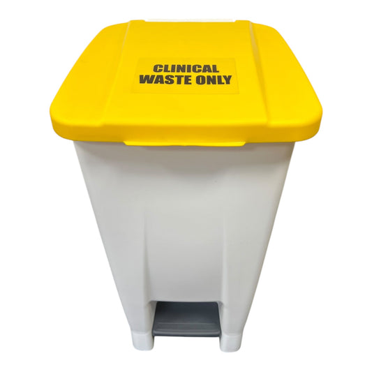 Plastic White Bodied Sack Holder With Yellow Lid, Clinical Waste Sticker Included, 60L - Premium Recycling Bin from Chabrias Ltd - Just £64.99! Shop now at Chabrias Ltd