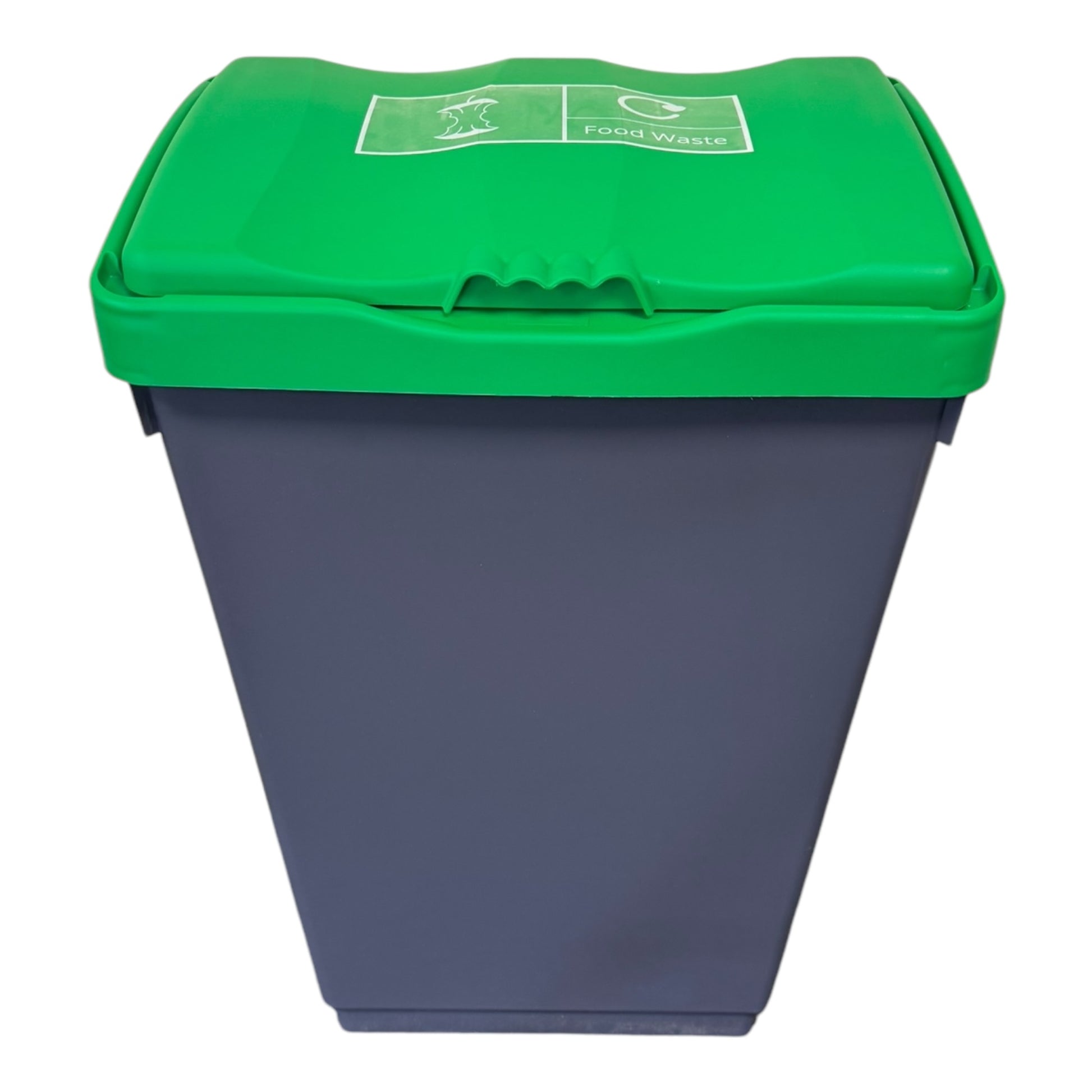 50 Litre Recycling Bin with Green Swing Lid & Food Waste Sticker Included - Premium Bins from Chabrias Ltd - Just £34.99! Shop now at Chabrias Ltd