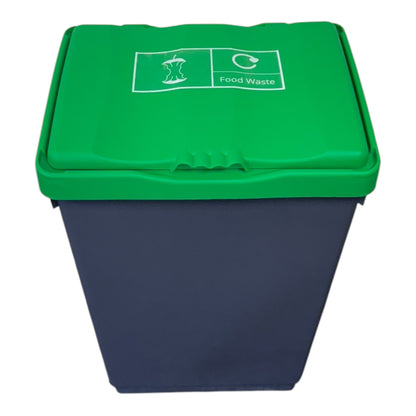 50 Litre Recycling Bin with Green Swing Lid & Food Waste Sticker Included - Premium Bins from Chabrias Ltd - Just £34.99! Shop now at Chabrias Ltd