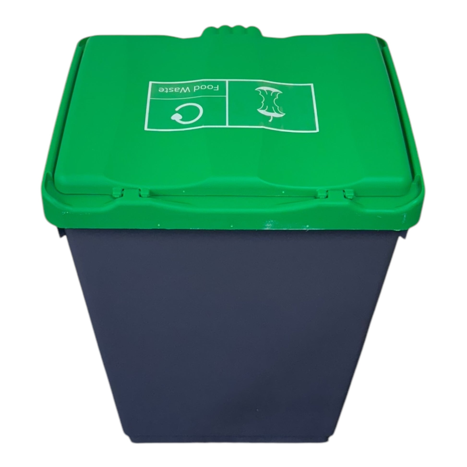 50 Litre Recycling Bin with Green Swing Lid & Food Waste Sticker Included - Premium Bins from Chabrias Ltd - Just £34.99! Shop now at Chabrias Ltd