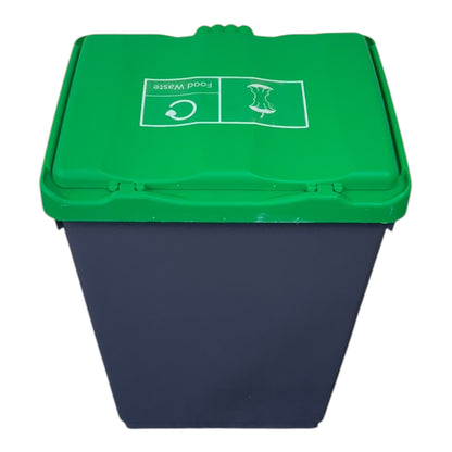 50 Litre Recycling Bin with Green Swing Lid & Food Waste Sticker Included - Premium Bins from Chabrias Ltd - Just £34.99! Shop now at Chabrias Ltd