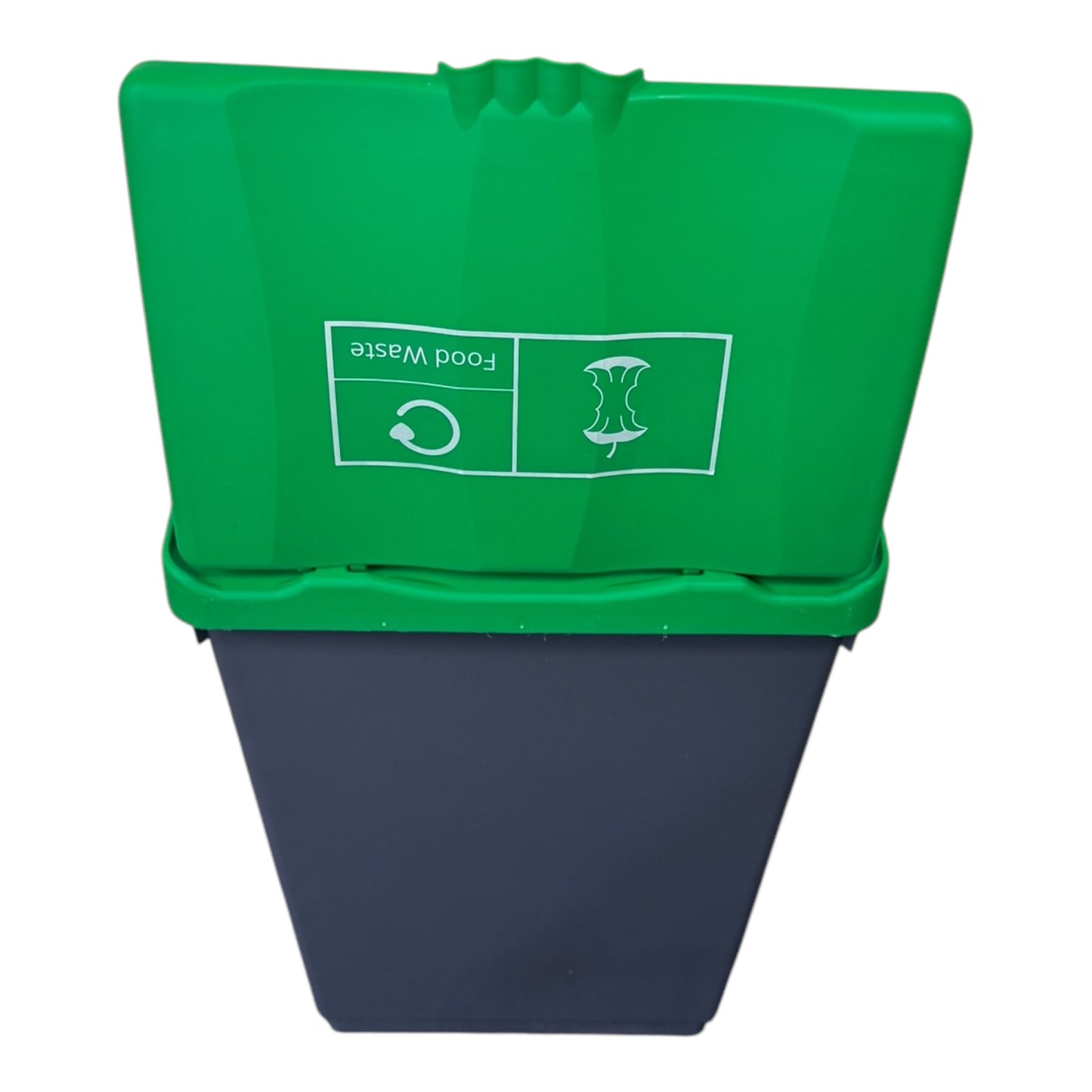 50 Litre Recycling Bin with Green Swing Lid & Food Waste Sticker Included - Premium Bins from Chabrias Ltd - Just £34.99! Shop now at Chabrias Ltd