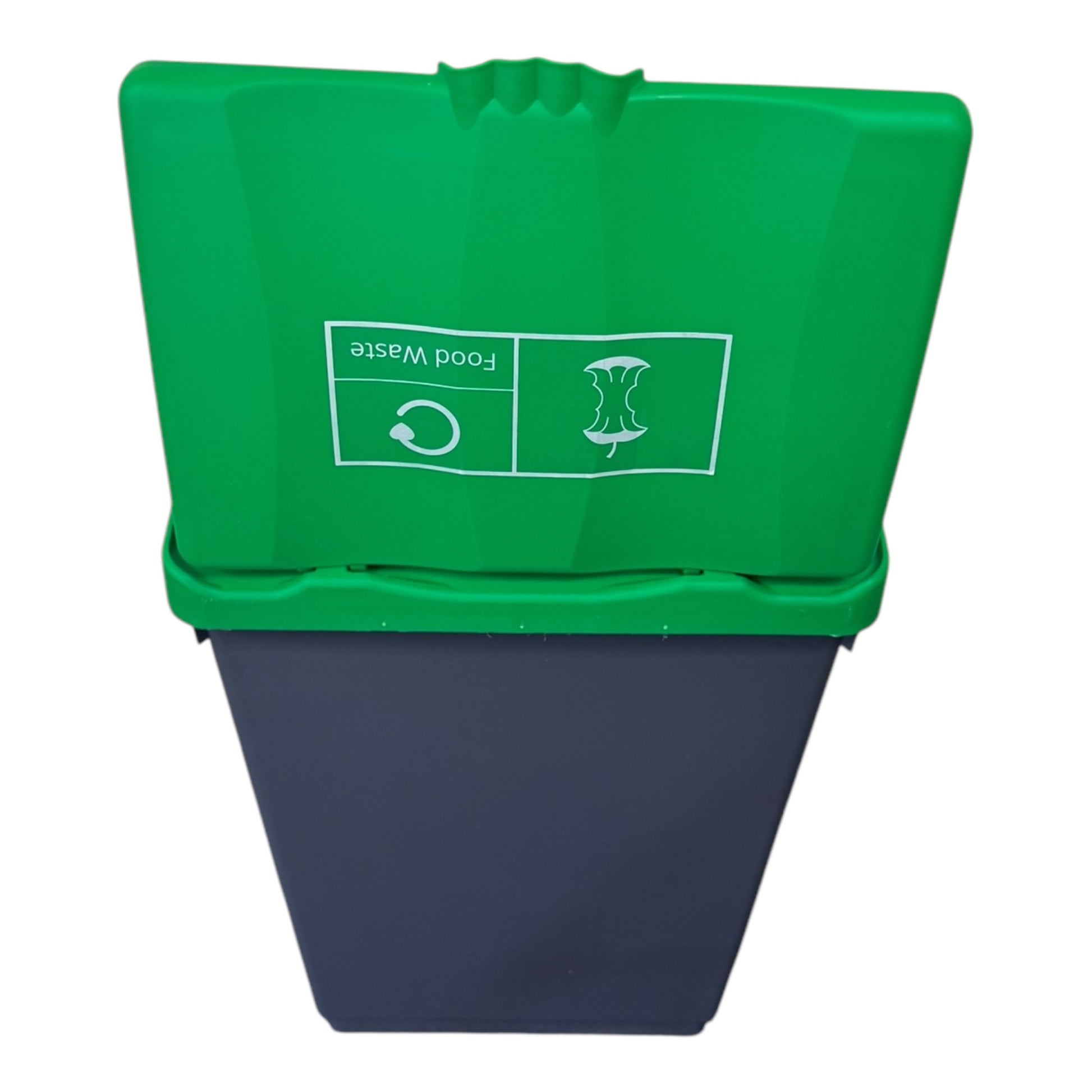 50 Litre Recycling Bin with Green Swing Lid & Food Waste Sticker Included - Premium Bins from Chabrias Ltd - Just £34.99! Shop now at Chabrias Ltd