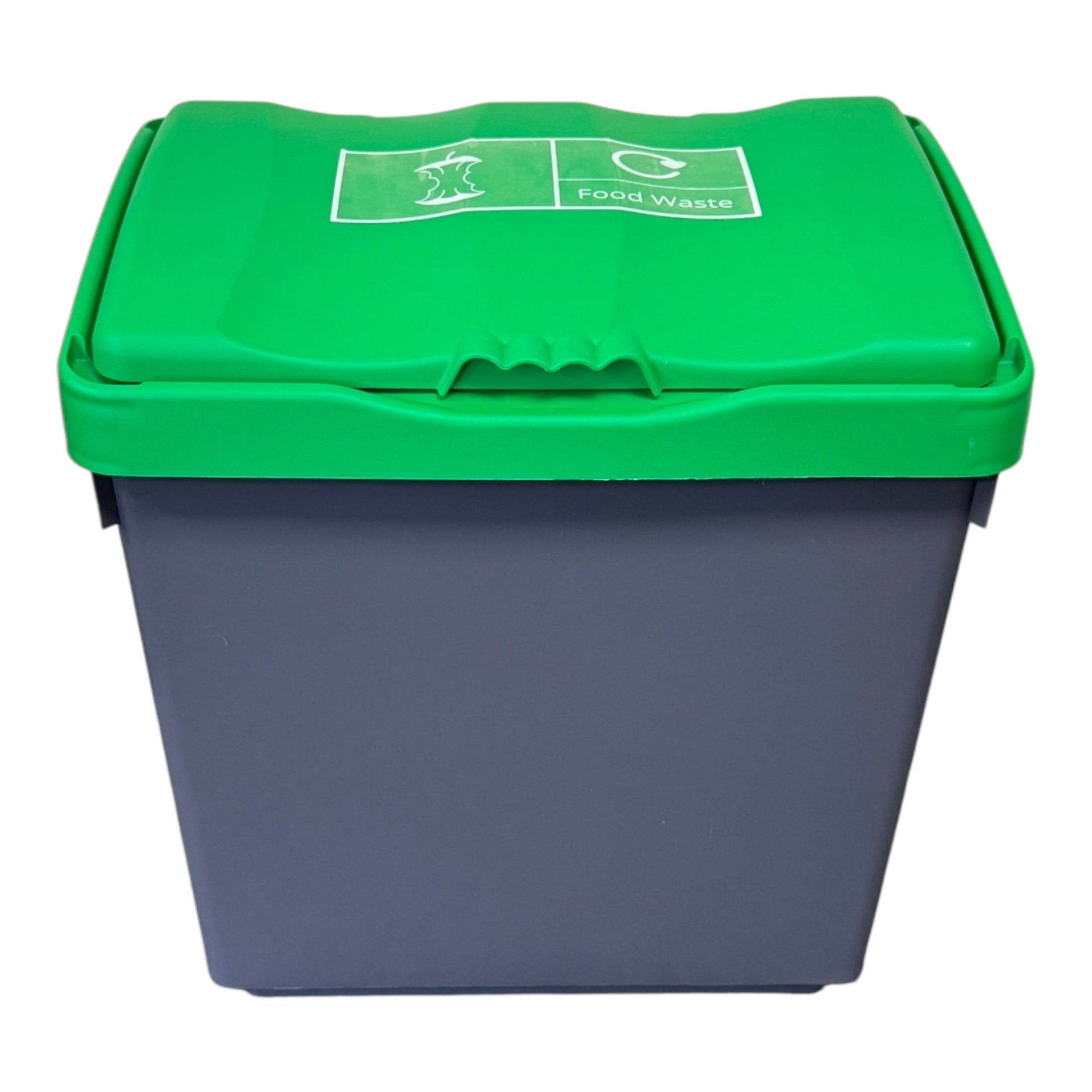 30 Litre Recycling Bin with Green Swing Lid & Food Waste Sticker Included - Premium Bins from Chabrias Ltd - Just £29.99! Shop now at Chabrias Ltd
